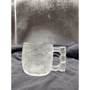 1993 McDonalds The Flintstones Rocky Road Mug Glass Stone Handle Vintage Cup